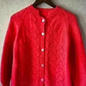 Zara Coral Cable-Knit Button Cardigan